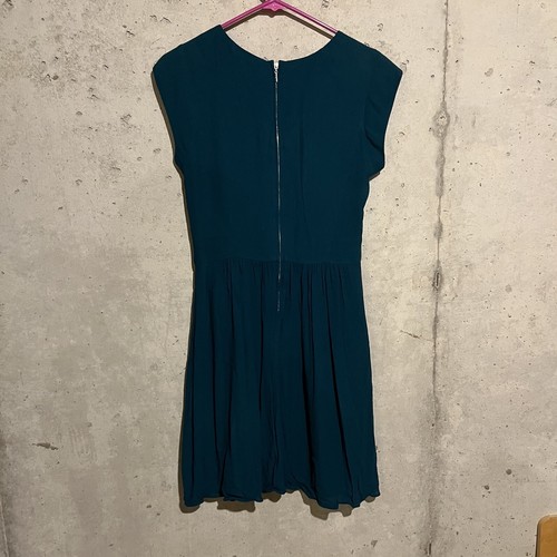 Rebecca Taylor Sz 6 Peacock Green Cap Sleeve Textured Fit Flare Dress NWT - Picture 4 of 10