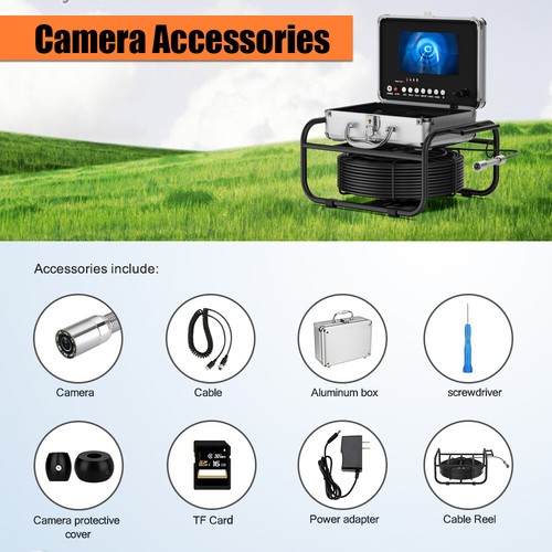 50M 17mm Lens Sewer Pipe Inspection Camera DVR Video Endoscope Camera 7" Screen - Picture 11 of 11