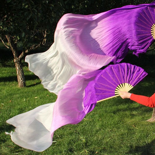 Belly Dance Fan Silk Fan Colored Dance Cloth Fan Long Folding Belly Dance Fans - Picture 21 of 46
