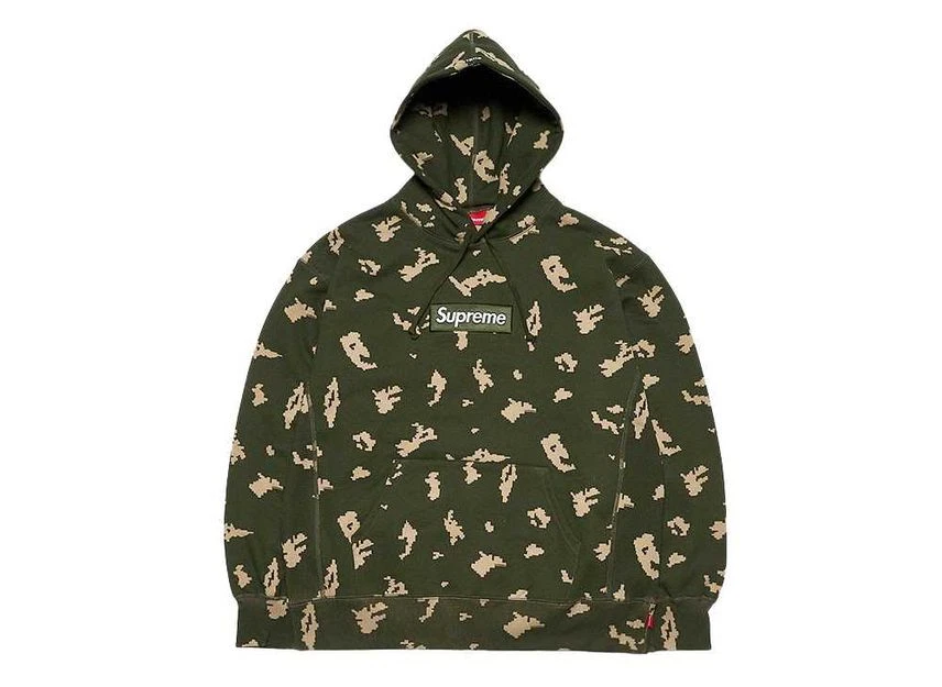 Sweat à capuche logo Supreme Box olive camouflage russe (21FW)