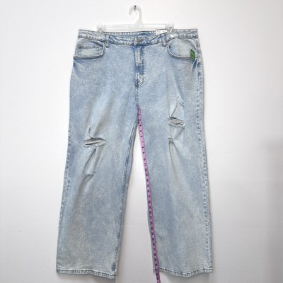 No Boundaries Plus Women's Distressed Jeans Wide Leg Light Wash 20W NWT