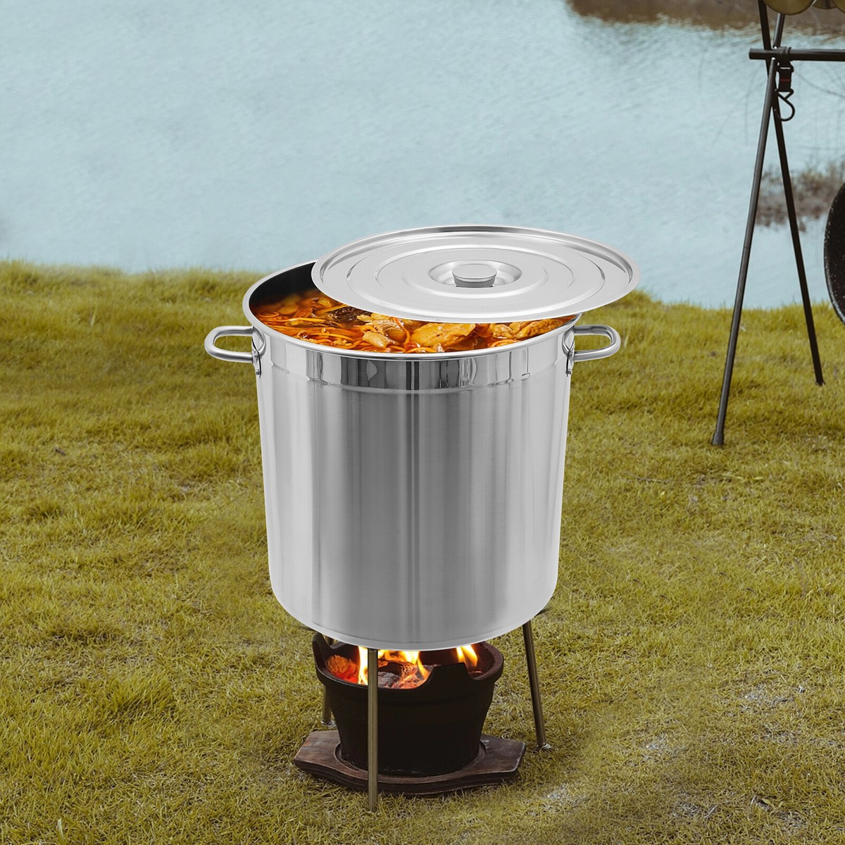 78 Quart Stock Pot Stainless Steel Large Kitchen Soup Big Cooking