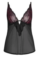 City Chic Womens Plus Size Abbie Babydoll Chemise - Lace Underwire XXL 24 BNWT