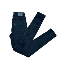 Levi's 721 High Rise Skinny Jeans Black Distressed Denim Women's Size 26