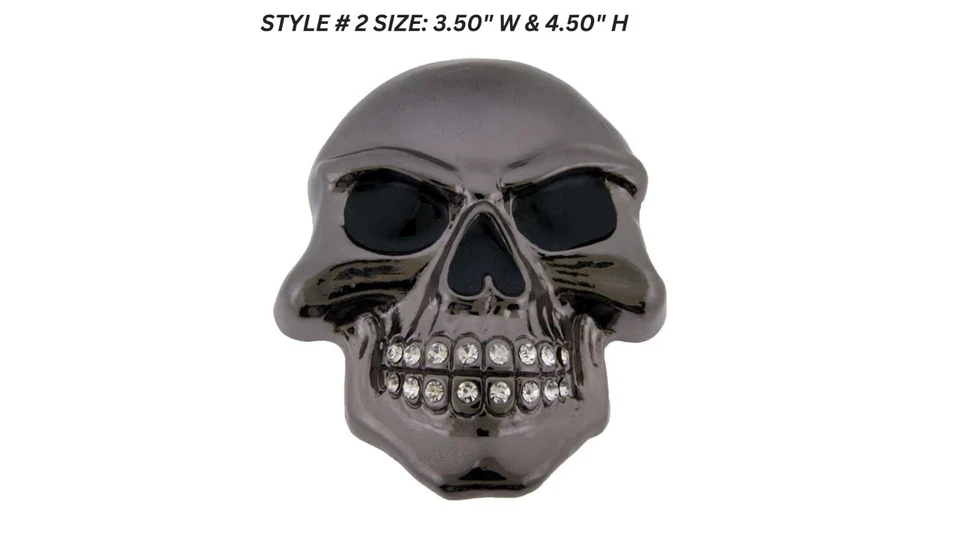 Calavera Cinturón Hebilla Tatuaje Hombres Mujeres Plata Metal Brillante Halloween Fiesta Disfraz Foto 3 de 4