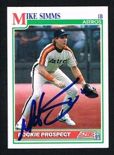 Mike Simms #766 signed autograph auto 1991 Score Baseball Trading Card