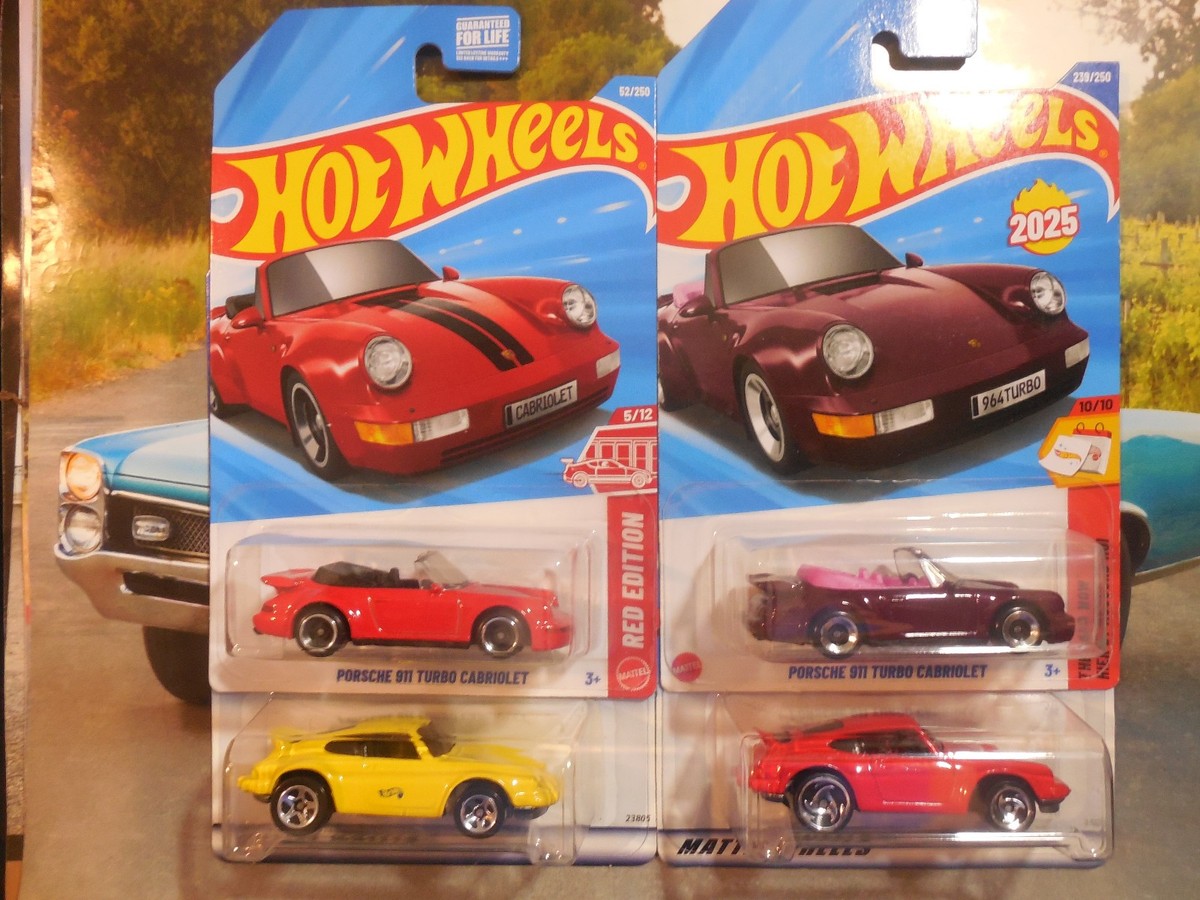 Hot Wheels Porsche 911 LOT 4 TURBO CABRIOLET RED EDITION THEN AND