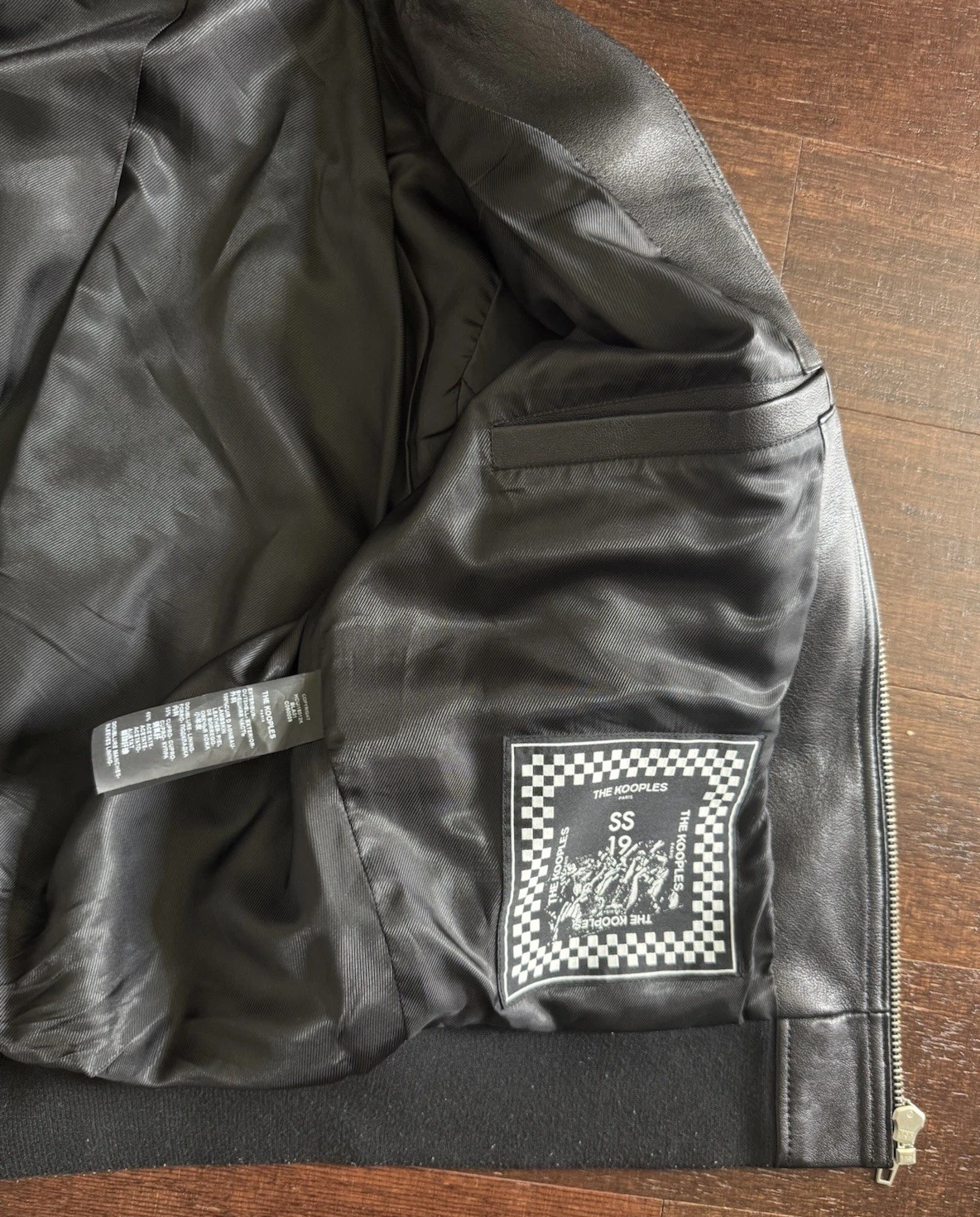 The Kooples Paris 100% Lambskin Black Leather Jacket Mens Small SS2019 DAMAGED image 6