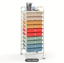 Safstar 10 Drawer Rolling Storage Cart Scrapbook Paper Office School Organizer
