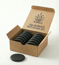12pc Basalt Hot Stone Massage Set 3.5" Flat Medium Heat Rock Deep Tissue Therapy
