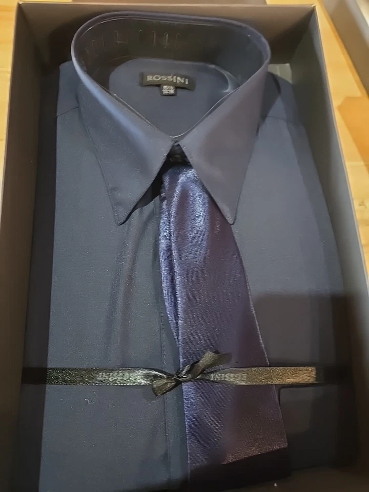 Lote de 2 Camisas de Vestir Enrico Rossini con Corbata a Juego 15 1/2 34-35 Nuevas en Cajas Foto 2 de 4