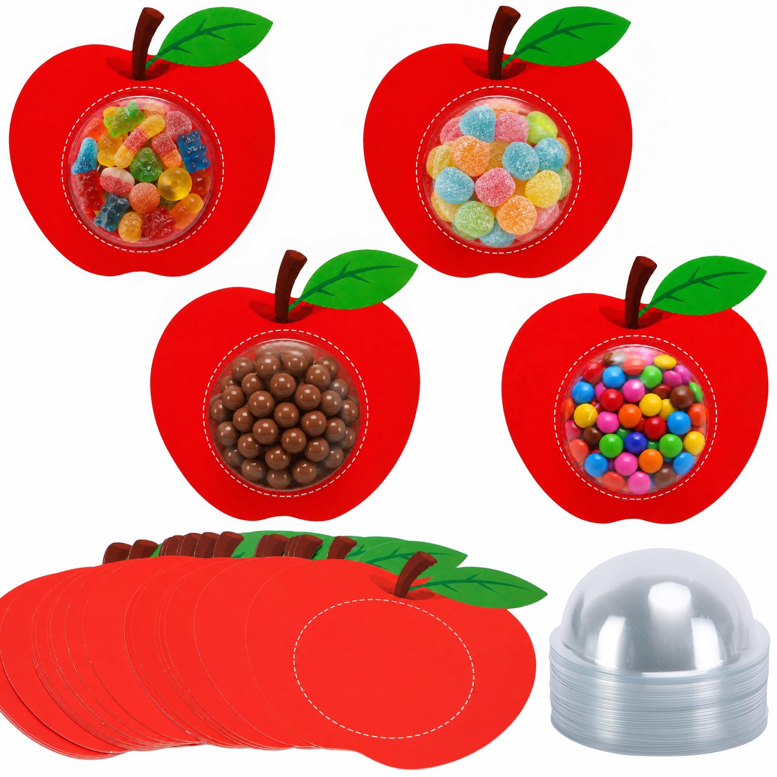 36 Set Apple Shaped Candy Box, Small Paper Apple Container with Clear ...