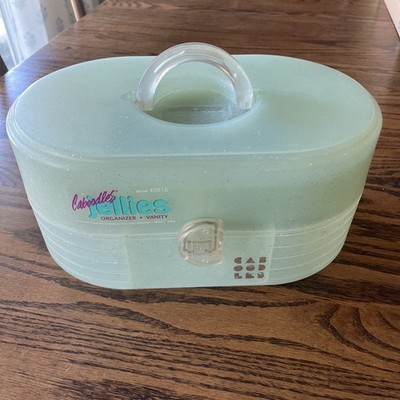 Caboodles #2615 Light Teal Glitter 12.5'' Travel Make-Up Case Vintage 1990s