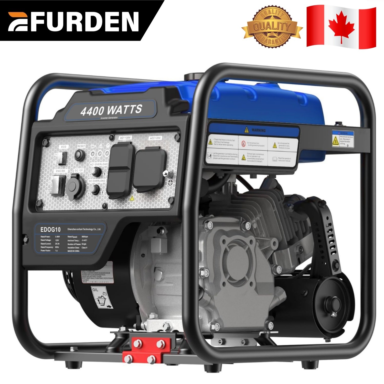 Efurden 4400Watt Portable Inverter Generator Gas Powered For Outdoor Home Use