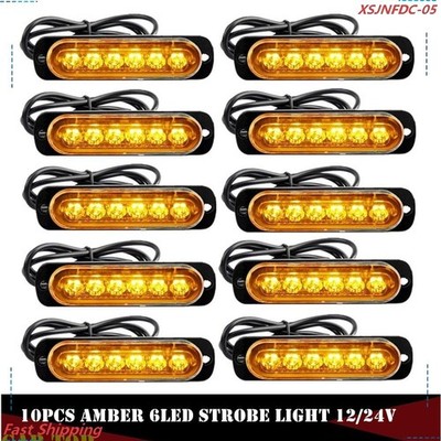 10 X Yellow 6LED Car Truck Emergency Beacon Warning Hazard Flash Strobe Light