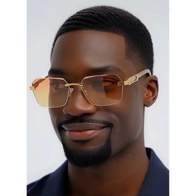 Rimless Sunglasses Men Fashion Gradient Lens Vintage Sun Glasses Buffs Hip Hop