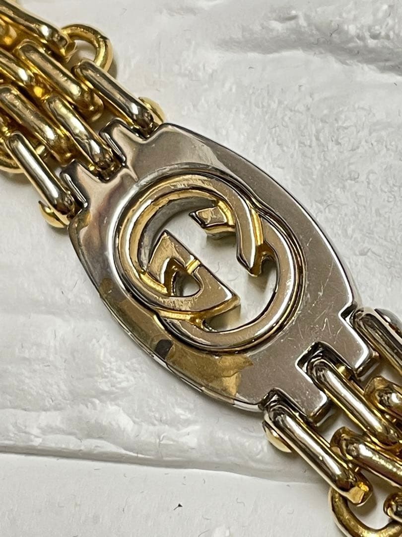 Gucci Gold Chain Belt Necklace GG Interlocking Italy Vintage OLD