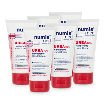 numis med Handcreme 10% Urea für trockene Hände - Hand Creme vegan 6x 75 ml