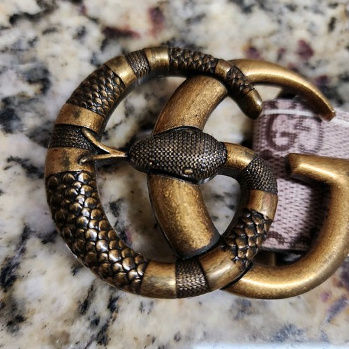 Klassische GUCCI Gürtelschnalle GG Antik Messing Schlangenschlange passt 1,5" Riemen - Bild 2 von 4