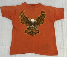 Harley Davidson Eagle Shirt Kid Toddler Orange Collegiate Pacific Small Vintage