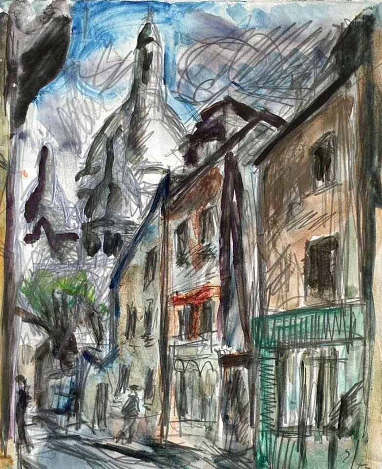 Einar Johansen (1893)  Montmartre Back Alley. Paris. Impressionist. Dated 1953. - Image 3 of 4