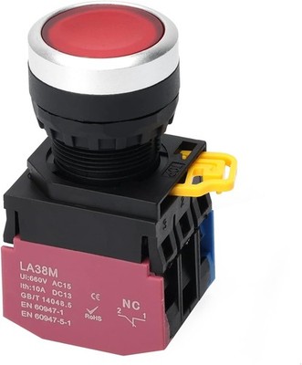 22mm Red LED Momentary Push Button Switch 660V 10A 1NO 1NC Self-Res Color: Red