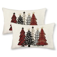 Christmas Pillow Covers 12x20 Set of 2 Christmas 20" x 12" Pack of 2 Red-1
