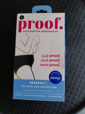 Proof Underwear Reusable Postpartum High Rise Super Absorbency Large
