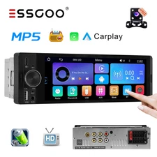 6.36" Single Din Car Stereo Wireless CarPlay Android Auto Radio Bluetooth Camera