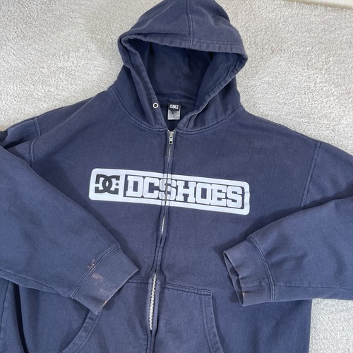 Sudadera con Capucha Cremallera Completa Y2K DC Shoes De Colección Para Hombre Grande Skateboarding Azul