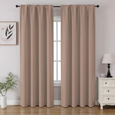 Khaki Blackout Curtains 52X90 Pack Of 2 Noise Reducing Thermal Insulated Drapes