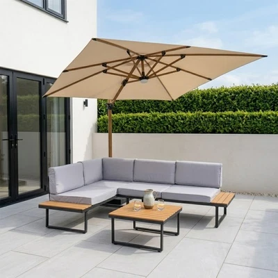 Sicily Garden 4 Seater Corner Sofa Set Furniture & Table Outdoor Patio Balcony - Image 1 of 4