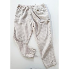 Uniqlo Cream Linen Pants Pin Striped  Large