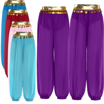 Girls Pants Performance Harem Trousers Leg Costume Tassels Built-in Briefs Show