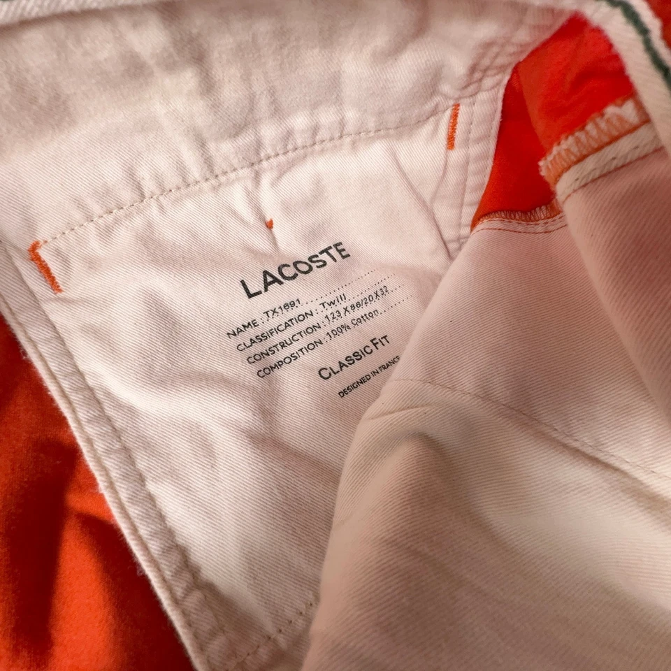Винтажные мужские шорты Lacoste Chino 34 оранжевые летние пляжные хлопок саржа аллигатор - Изображение 2 из 4