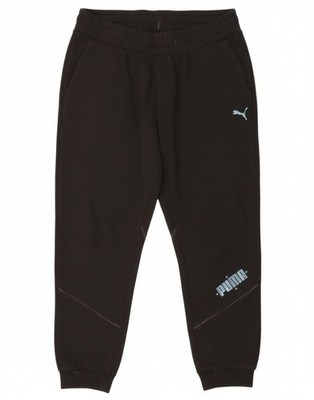 Puma Womens Graphic Crop Tracksuit Trousers Joggers UK 14 Large Black BA03