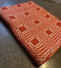 1950s Vintage Hand Woven Goodwin Guild Reversible Bedspread Coverlet 102x76" RED