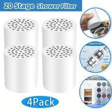 4 Pack 20 Stage Shower Filter Replacement Cartridge Shower Filter for Hard Water