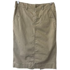 Vtg Ralph Lauren Womens Khaki Cotton Chino Pencil Skirt Olive Tan Size 4 Utility