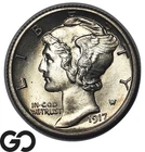 1917 Mercury Dime *Premium Quality* Superb Gem BU++ FSB, Full Split Bands
