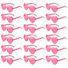18 Heart Shape Rimless Sunglasses Kids Transparent Party Glasses Colored Eyew...