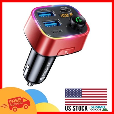 48W Fast Charging Bluetooth Car Adapter with Colorful LED & Hands-Free Calling