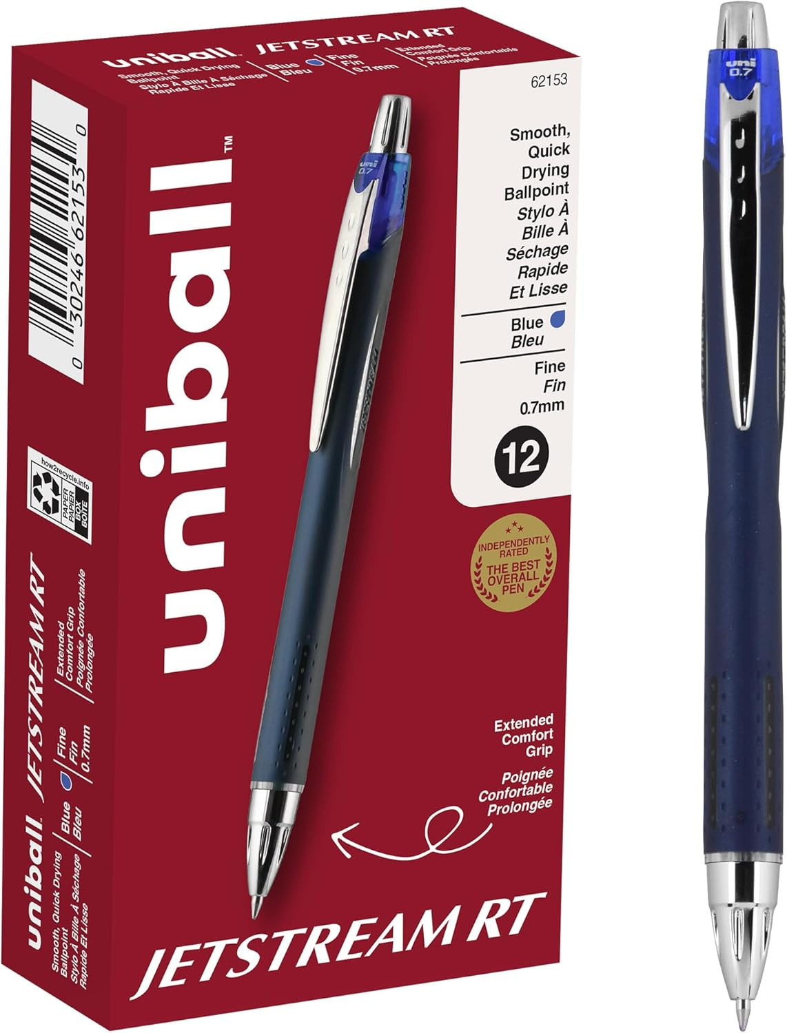 Fine Point 0 7mm Blue Ballpoint Pens 12 Pack Jetstream RT