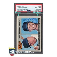 1965 Topps Astros Rookies #409 Larry Dierker PSA 8 Auto 9 signed rookie *HOFSR*