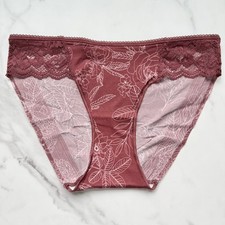 Soma Vanishing Edge Microfiber With Lace Bikini Panty Garden Vermillion SZ S/M/X