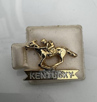 Gold Tone Kentucky Derby Horse Racing Lapel Pin Back