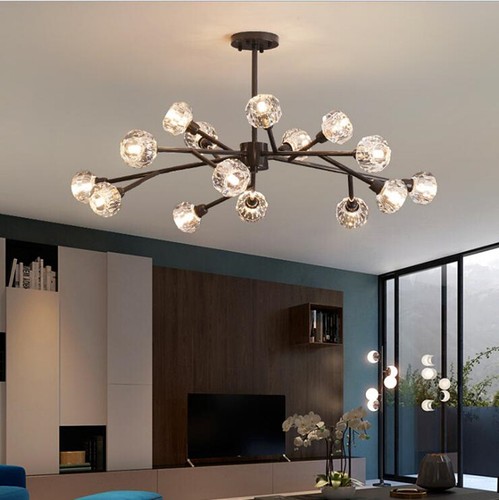 Modern 18-Lights Crystal Chandelier Sputnik LED Ceiling Lamps Pendant Fixtures - Picture 8 of 12