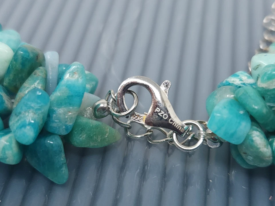 Colar vintage de prata esterlina com contas de amazonita caídas 19" - Imagem 4 de 4