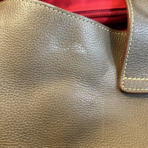 Dooney Bourke Logo Lock Bag With Buckle Strap Light Brown Hobo Free Ship! - Picture 19 of 20