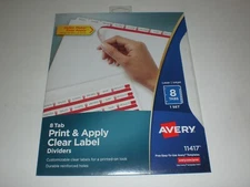 Avery 11417 Index Maker Clear Label Dividers 8 Tabs  laser / inkjet